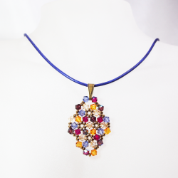Pendant 65cm - Malvina Rhombus S-Purple Leather - Pendant 65cm - Laiton bronze